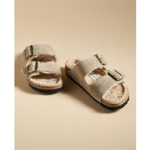 Birkenstock Arizona Shearling Suede Leather Sandal Size 10 New in Box - Picture 3 of 17